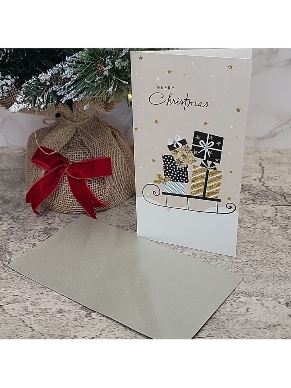 Merry Christmas sled greeting cards